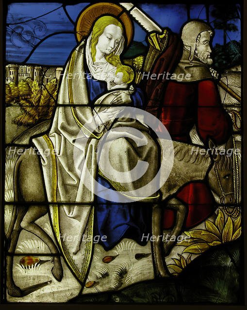 Stained Glass Panel with the Flight into Egypt, German, ca. 1485-1500. Creator: Unknown.