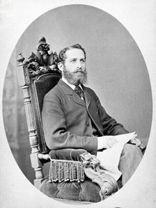 Arthur Schuster, seated, facing left, aged about 38, c1888. Creator: L Suscipj.