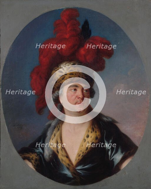Portrait de Henri-Louis Lekain (1728-1778), dans le rôle de Gengis-Khan de "l'Orphelin de..., 1769. Creator: Simon Bernard Le Noir.