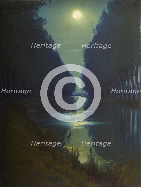 Canal de Chelles (Clair de Lune), 2nd half of 19th century. Creator: Charles Guilloux.