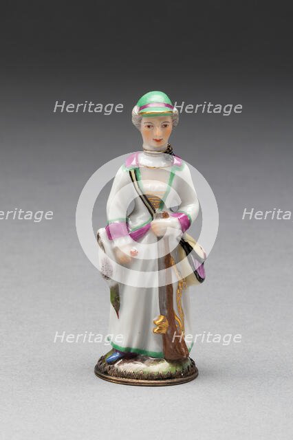 Scent Bottle: Huntswoman, Ludwigsburg, c. 1775. Creator: Ludwigsburg Porcelain Factory.