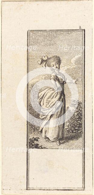 Girl with an Ostrich Feather Headdress, 1784. Creator: Daniel Nikolaus Chodowiecki.