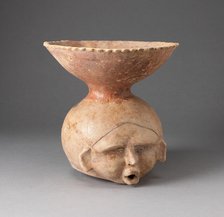 Open-Necked Vessel in the Form of a Human Head, Possibly Deceased, c. A.D. 200. Creator: Unknown.