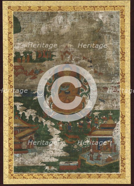 Sakyamuni enthroned; and biographical scenes, 18th century. Creator: Unknown.