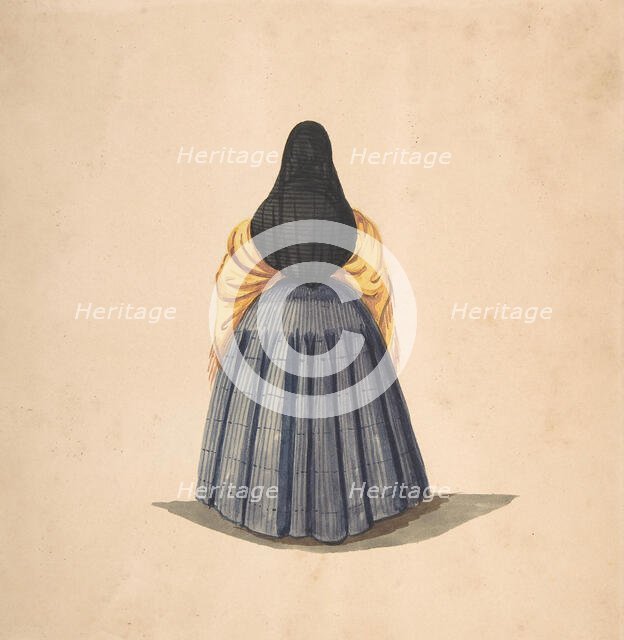 A Standing Woman, Seen from the Back, 1840-50. Creator: Anon.