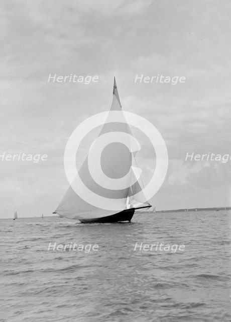 The yawl 'Harbinger' running downwind, 1922. Creator: Kirk & Sons of Cowes.