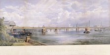 Hungerford Bridge, Charing Cross, London, 1863. Artist: Kell Brothers