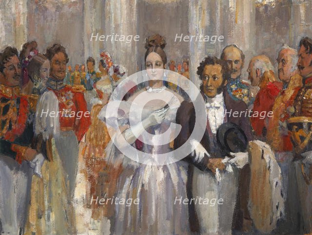 Alexander Pushkin with his wife at the ball. Creator: Ulyanov, Nikolai Pavlovich (1875-1949).
