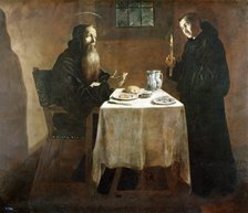 St. Benedict dinner', oil on canvas by Juan Andrés Rizzi.