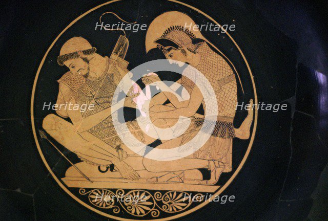 Greek vase painting of Achilles and Patroclus. Artist: Sosias