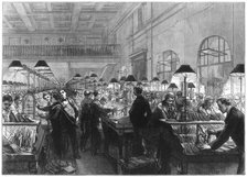 Stamping and sorting office, General Post Office, London, 1875. Artist: Unknown
