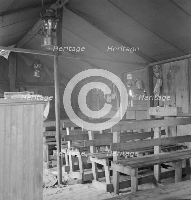 Assembly of God in tent by the roadside, Cache County, Oklahoma, 1937. Creator: Dorothea Lange.