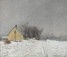 Foggy Winter Day. To the Left a Yellow House. Deep Snow.1910. Creator: Laurits Andersen Ring.
