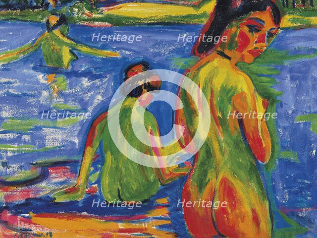 Girls bathing in the lake, Moritzburg, 1909. Creator: Kirchner, Ernst Ludwig (1880-1938).
