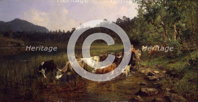 Summer Day by the Tarn, 1876. Creator: Anders Monsen Askevold.