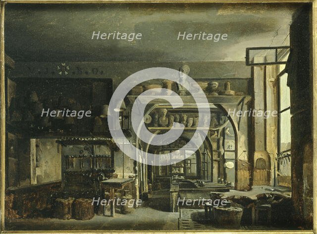 Workshop of the goldsmith Odiot (1763-1850), rue Saint-Honore, c1822. Creator: Francois Desmoulins.