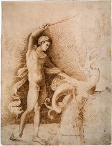 Young man Fighting the Dragon', late 15th century. Artist: Andrea Mantegna