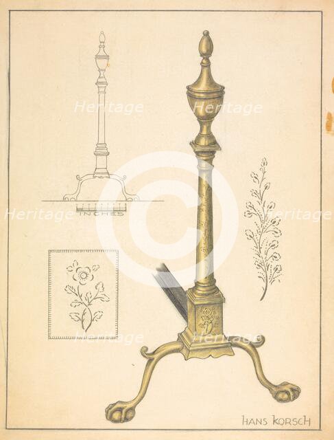 Andiron (one of pair), c. 1939. Creator: Hans Korsch.