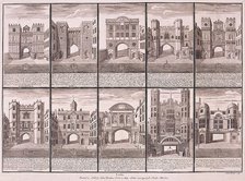 London's ten City Gates, 1720. Artist: Sutton Nicholls