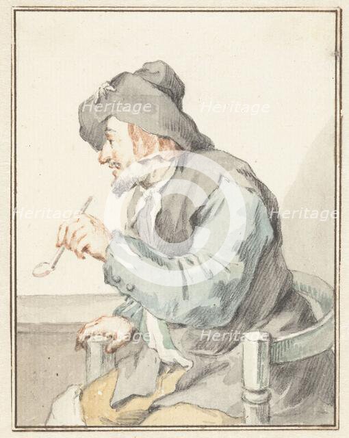 Piping man in a chair, to the left, 1720-1792. Creator: Aert Schouman.