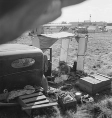 Living conditions for migrant potato pickers, Tulelake, Siskiyou County, California, 1939. Creator: Dorothea Lange.