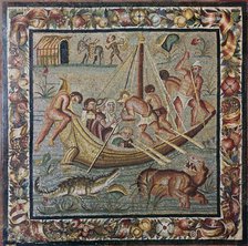 Roman wall mosaic of a ferry-boat, 1st century. Creator: Unknown.