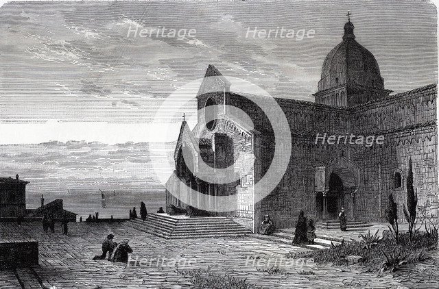View of the Cathedral of Ancona, engraving.