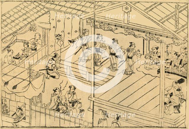 'Kabuki performance in the Shijo river-bed', 1658, (1924). Creator: Hishikawa Moronobu.