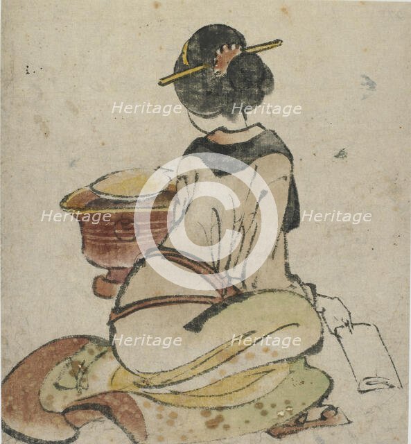 Seated figure of a woman, late 18th-early 19th century. Creator: Hokusai.