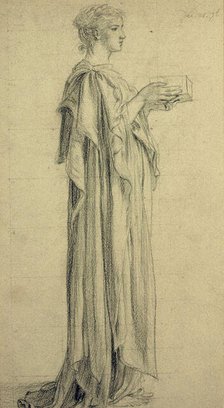 Woman Holding an Ointment Box, between 1860 and 1919. Creator: Edward John Poynter.