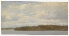 Wooded beach landscape, exercise, 1872. Creator: Oscar Kleineh.