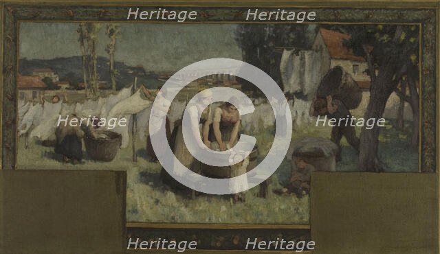 Esquisse pour la mairie d'Arcueil-Cachan : Les Blanchisseuses, 1888. Creator: Paul Albert Baudouin.