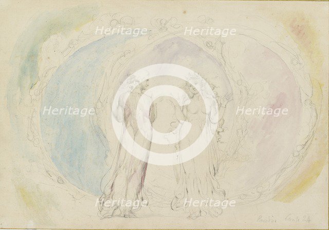 Beatrice and Dante in Gemini, amid the Spheres of Flame, 1825-1827. Artist: William Blake.