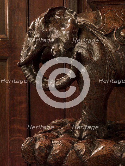 Carved elephant in the entrance hall, Cutlers' Hall, Warwick Lane, City of London, 2011. Artist: Derek Kendall.