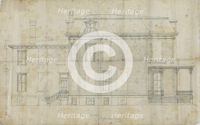 Charles R. Larrabee House, Chicago, Illinois, Side Elevation, c. 1863/64. Creator: Edward Burling.