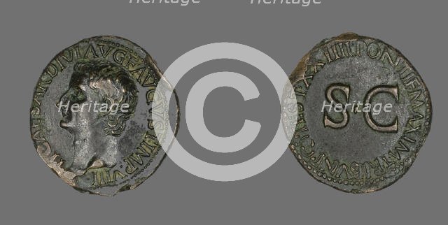 As (Coin) Portraying Emperor Tiberius, 22-23. Creator: Unknown.