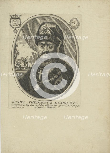 Portrait of the Tsar Michail I Fyodorovich of Russia (1596-1645), um 1640-1650. Creator: Moncornet, Balthazar (1600-1668).