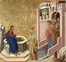 Christ and the Samaritan Woman. Artist: Duccio di Buoninsegna (1260-1318)