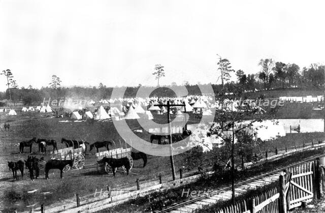 The Spanish-American War: camp of the U.S. Army, Government Park, Chickamauga, Georgia, 1898. Creator: R. E. M. Saverkrop.