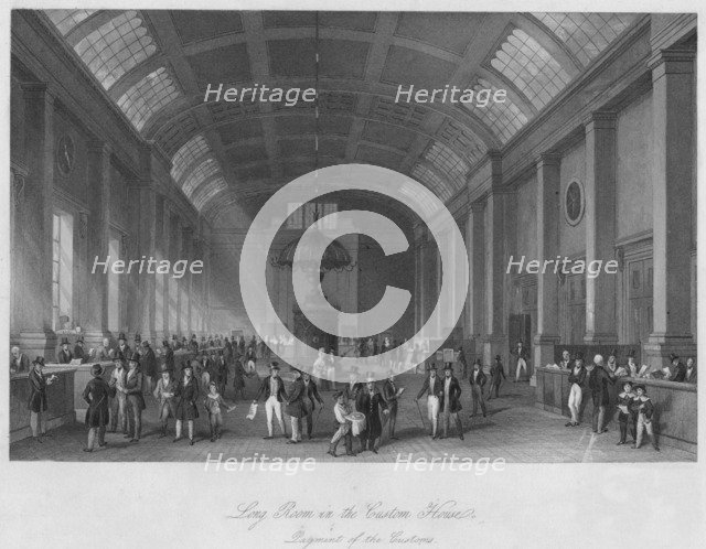 'Long Room in the Custom House. Payment of the Customs', c1841. Artist: Henry Melville.