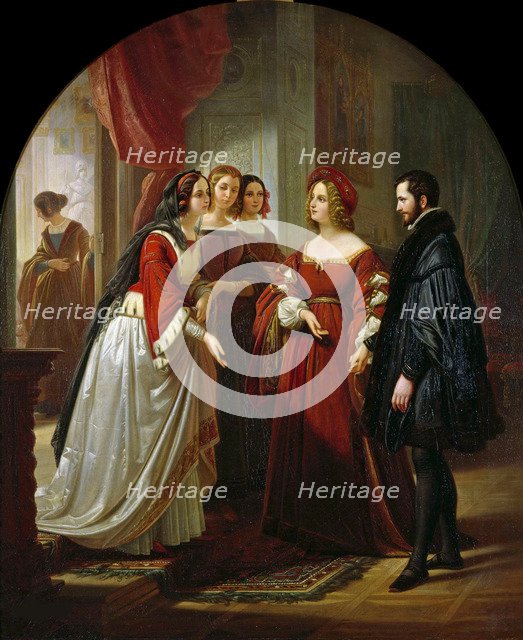 Tasso before Eleonora d'Este, 1839. Creator: Hopfgarten, August Ferdinand (1807-1896).