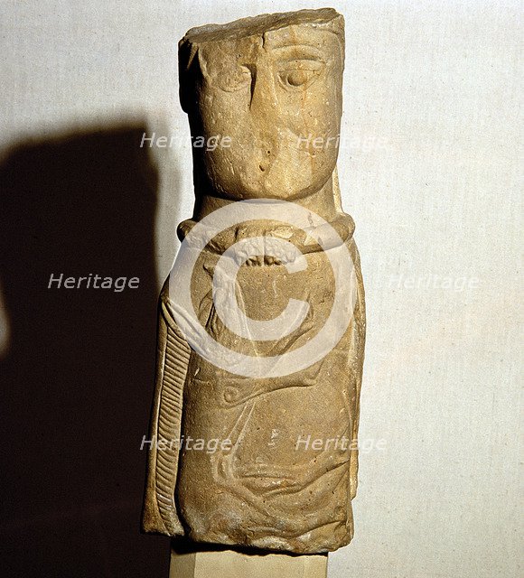 Celtic stone figure with torc and boar relief, Euffigneux, France. Artist: Unknown