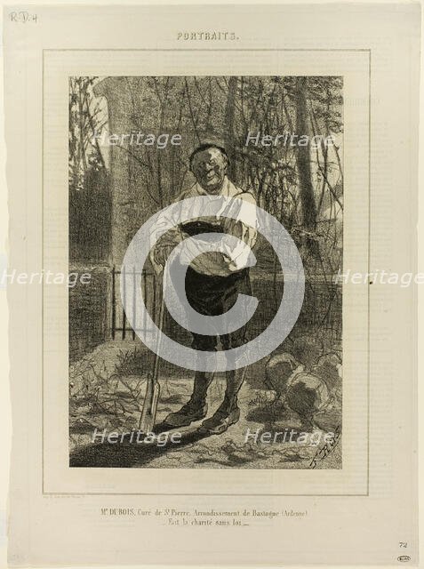 Portrait of Monsieur Dubois, curate of St. Pierre..., 1857. Creator: Félicien Rops.