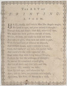 The Art of Printing: A Poem, 19th century., 19th century. Creator: Anon.
