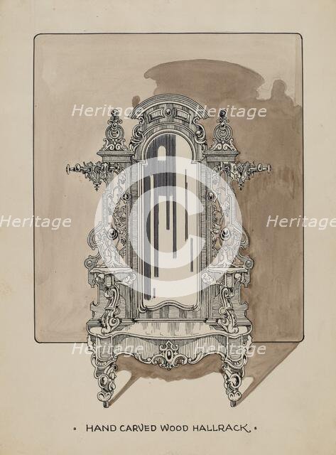 Carved Walnut Hall Rack, c. 1936. Creator: Thomas Byrne.