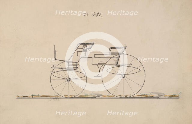 Design for 4 seat Phaeton, no top, no. 481, 1850-70. Creator: Brewster & Co.