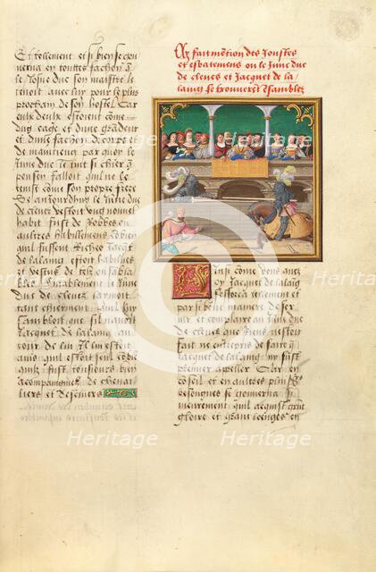 The Duke of Cleves and Jacques de Lalaing Jousting before the Duke of Burgundy, about 1530. Creator: Master of the Getty Lalaing.