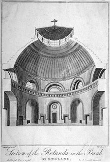 Section of the Rotunda at the Bank of England, City of London, 1796.  Artist: Thomas Prattent