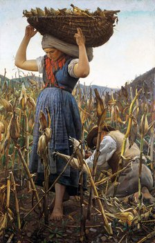 La raccolta del granoturco (The maize harvest), 1881. Creator: Glisenti, Achille (1848-1906).
