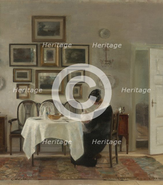 Mother and Child at the table. Artist: Holsøe, Carl (1863-1935)